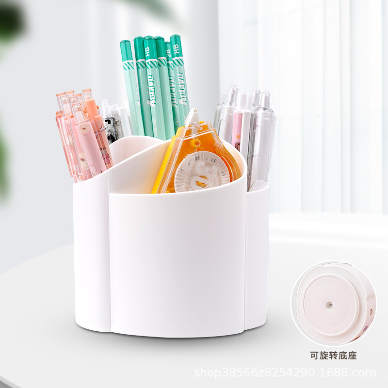 다기능 9 그리드 회전 펜 홀더 새로운 빛 고급 수석 사무실 학생 데스크탑 문구 저장 펜 버킷 대용량
