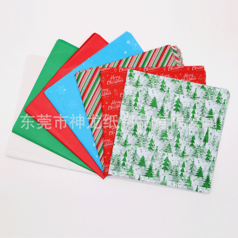 Papel de embalaje de Navidad especial de Amazon transfronterizo 17g papel de pera papel de seda papel de copia de impresión bolsa hecha a mano