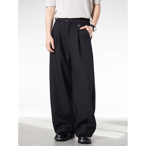 fashion brand solid color high-quality straight straight line hanging solid color western pants men's American retro loose wide-leg all-match casual pants