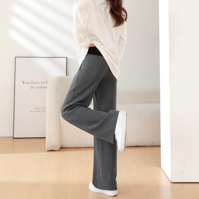 Брюки с широкими штанинами для беременных, Весенние Новые Вязаные свободные эластичные повседневные брюки в Корейском стиле, большие размеры, Одежда для беременных, осень