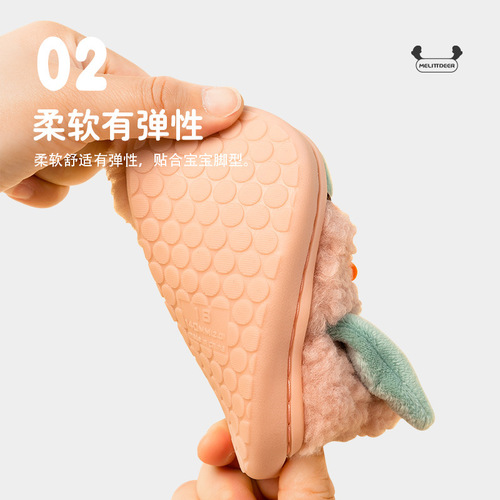 Children's cotton slippers new style boys and girls little dinosaur home cotton slippers cartoon baby hair slippers children's slippers winter