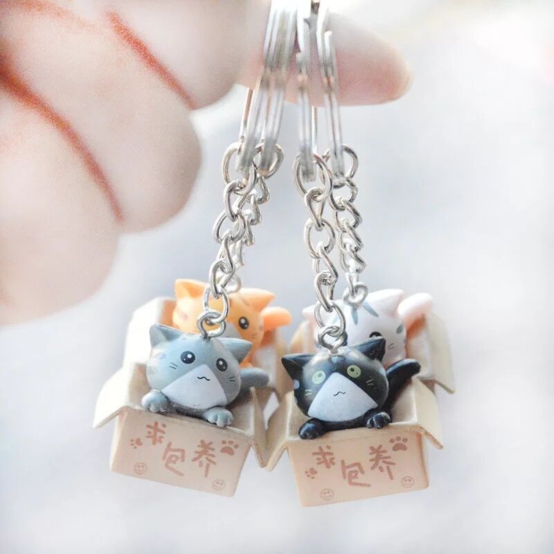 Estilo coreano ins lindo gato llavero creativo mini muñeca estudiante chica corazón buscando gato colgante femenino