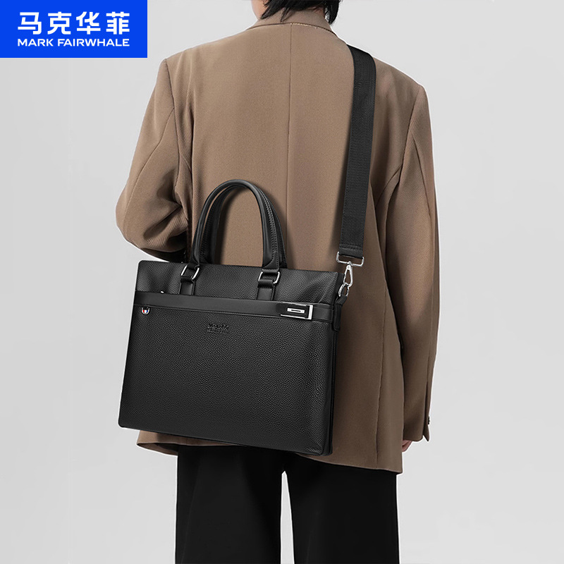 【马克华菲】男包2025新款商务通勤公文包手提电脑箱包男士横款斜