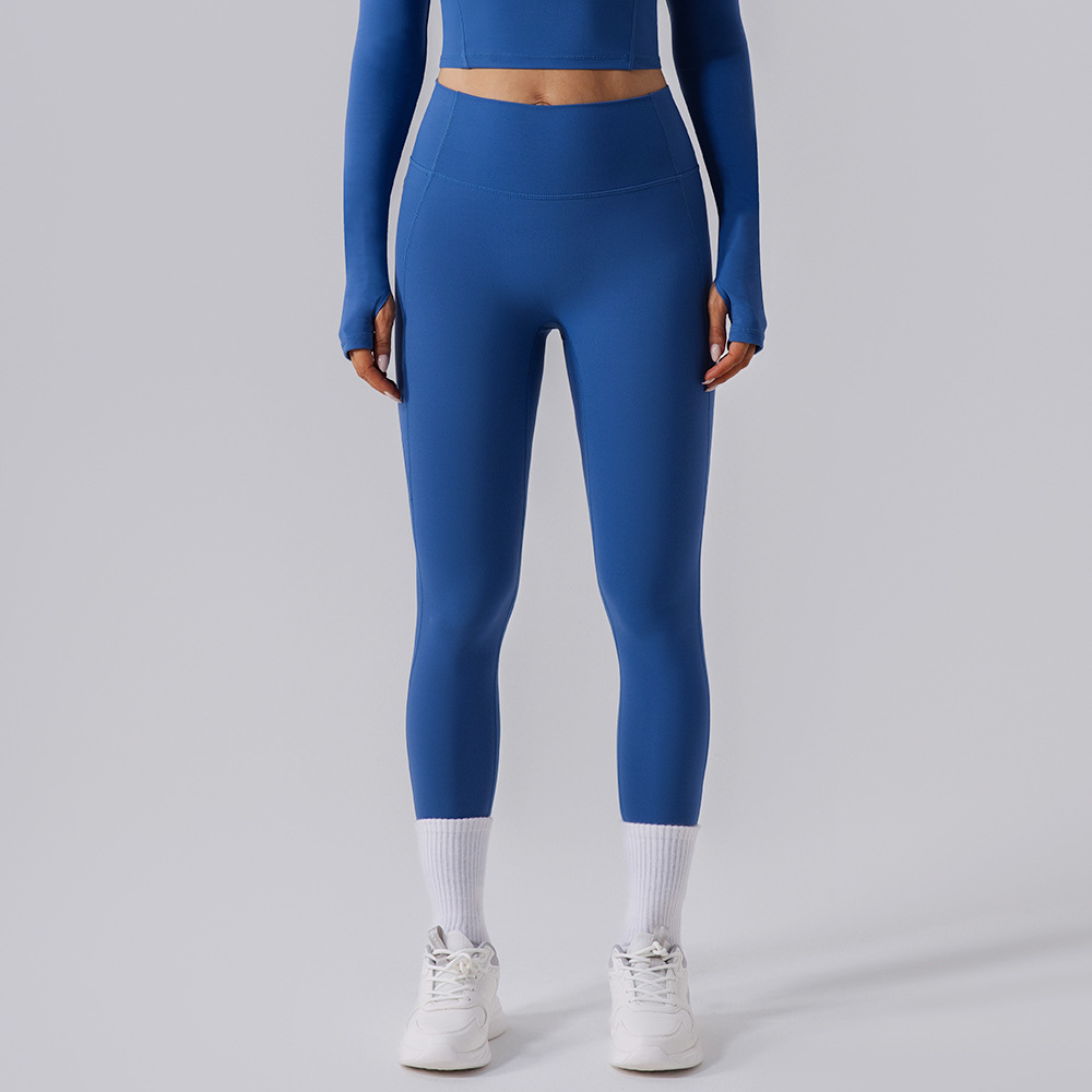 2025 nuevo desnudo de alta elasticidad para poner rizado pantalones de yoga para mujeres melonía de caderas abdominales deportivas pantalones de fitness ajustados