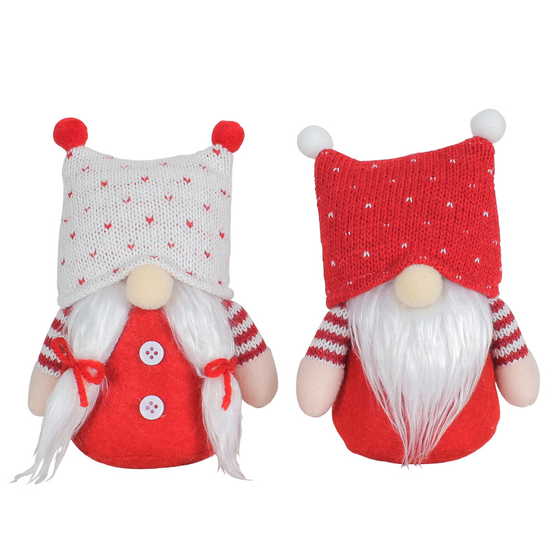 Muñecos de pareja tejidos navideños transfronterizos, estilo Hong Kong, creativos, con gorro cuadrado, sin rostro, decoración de anciano con barba blanca image 7