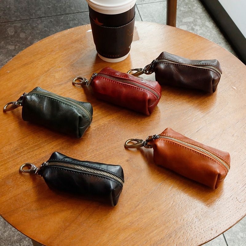 2026 New Vintage Genuine Leather Women's Key Bag, Vegetable-Tanned Top-Layer Cowhide, Multifunctional Household Key Holder, Waist-Hanging for Men