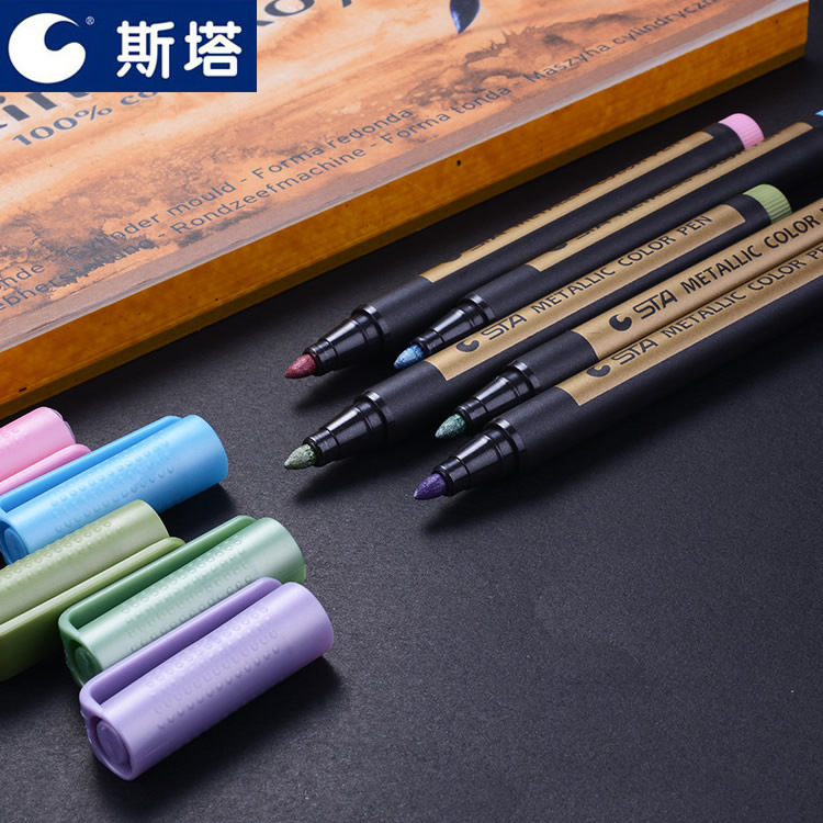 Sta color metal marcador pintura pluma DIY álbum negro cartón arte marcador 8151
