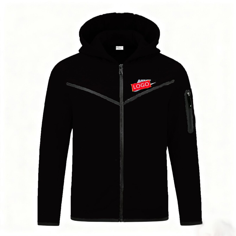 Foreign Trade Cross-Border Men's Sweatshirt, Fashionable and Casual, Faux Two-Piece, Slim Fit, Color-Blocking, Hooded Zip-Up Sweatshirt, New Men's Style