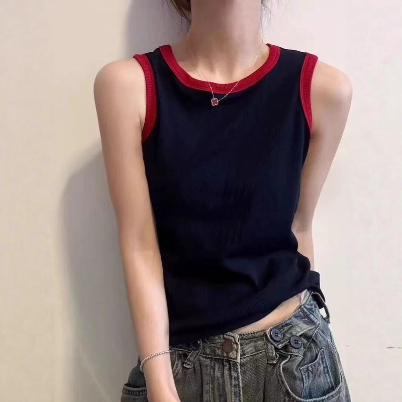 撞色吊带背心女内搭打底衫秋冬打底修身显瘦无袖上衣外穿针织洋气|undefined