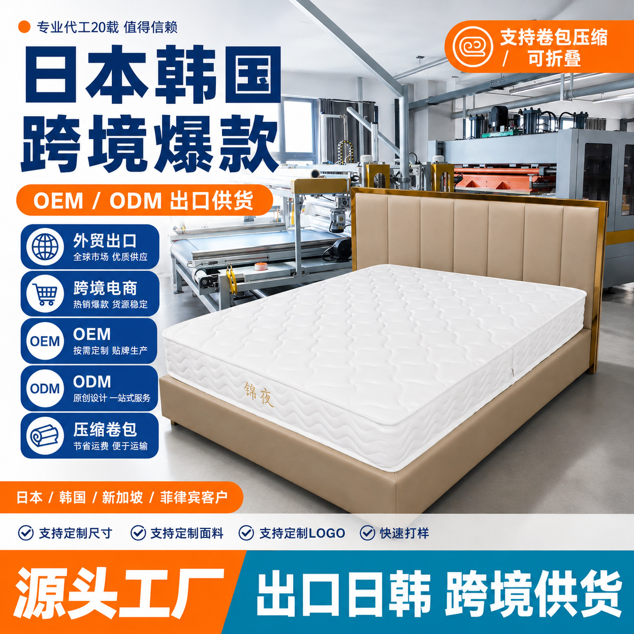 Coil-packed spring mattress, individually packaged, for home use, single and double size, suitable for hotels, guesthouses, and project procurement, manufacturer customizes and processes