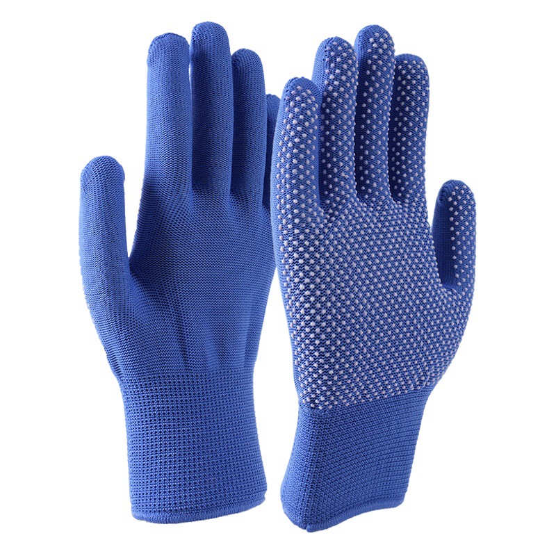 Guantes de protección laboral guantes antideslizantes de nylon de 13 pines conductor de nylon delgado que conduce jardinería hombres y mujeres que dispensan guantes de plástico