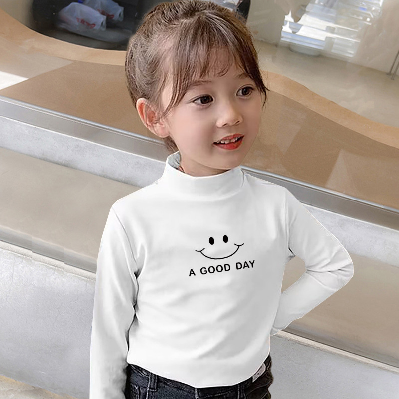 Ventas directas de fábrica Otoño e Invierno tops para niños ropa interior térmica otoño ropa de terciopelo camisa de fondo primavera y otoño medio cuello alto para niños