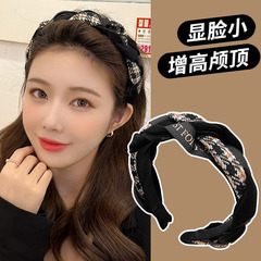 高顱頂寬邊麻花發箍女2023年新款韓國復古網紅外出洗臉壓發頭箍