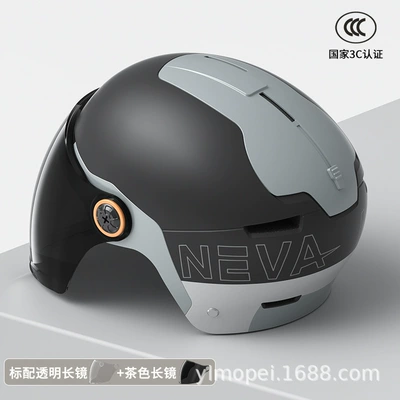 bike riding half helmet safety – Motosiklet kaskı (dəbilqə) - frosted-black-neva-flower-transparent-long-mirror-brown-long-mirror