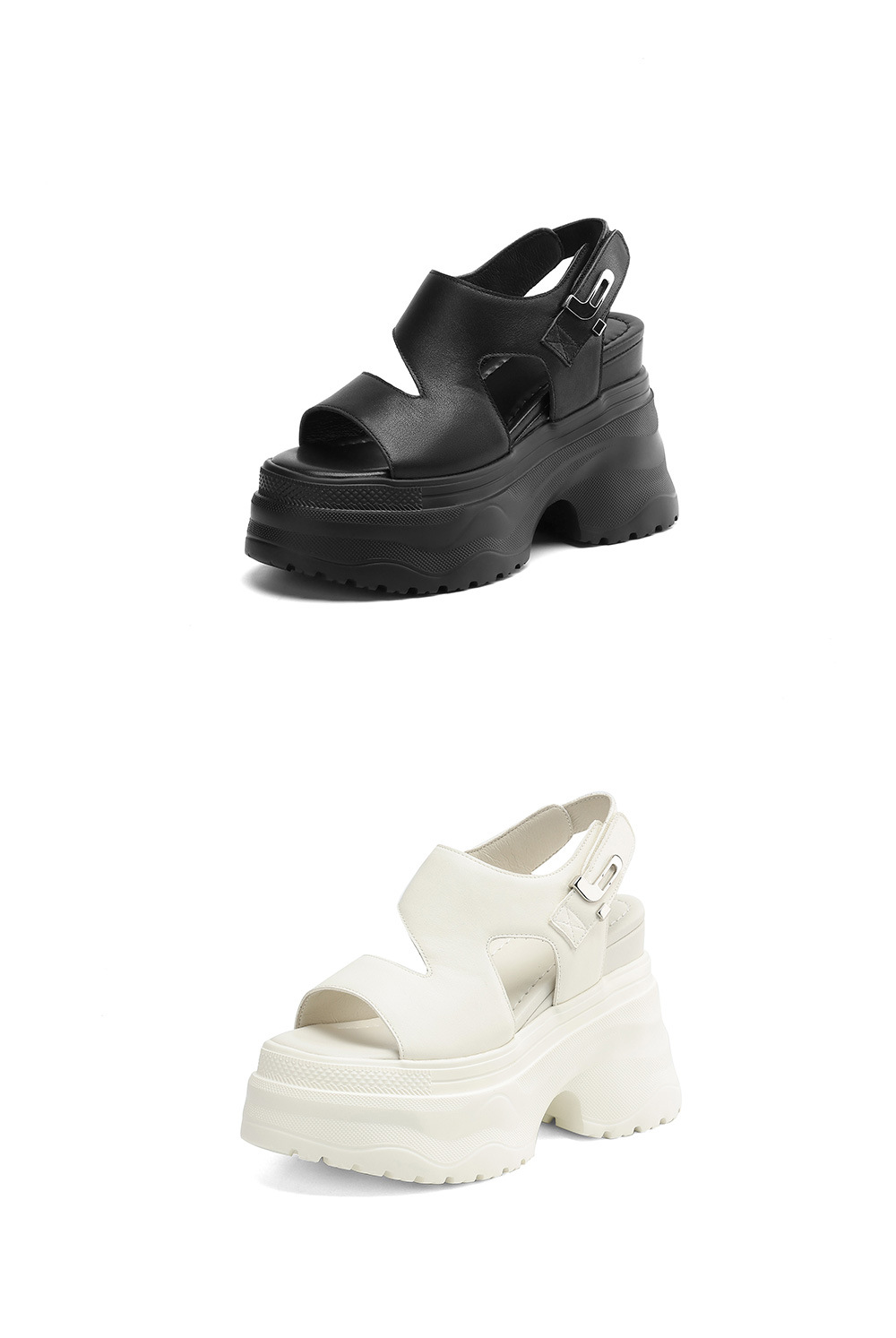 Sandal đế xuồng cao gót nữ phong cách La Mã, đế dày độn cao, gót siêu cao 9 cm — Màu đen, Màu trắng chi tiết 19