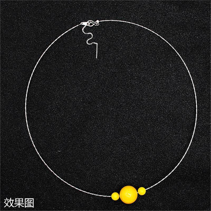 S925纯银调节车花项圈DIY项链带针路路通满天星颈圈伸缩万用项圈|undefined