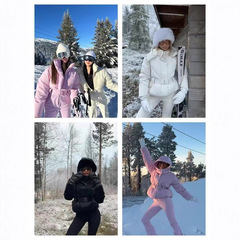 alo肯豆同款滑雪服秋冬羽绒棉服保暖时髦百搭束腰修身户外防水防