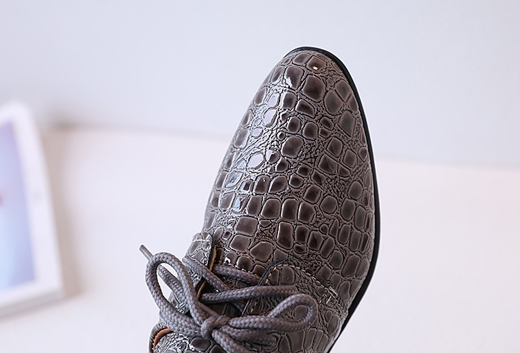 Zapatos de punta para niños, superficie de cuero suave para primavera, cordones de alto rendimiento, estilo británico, modernos e informales, dorados_voghion.com