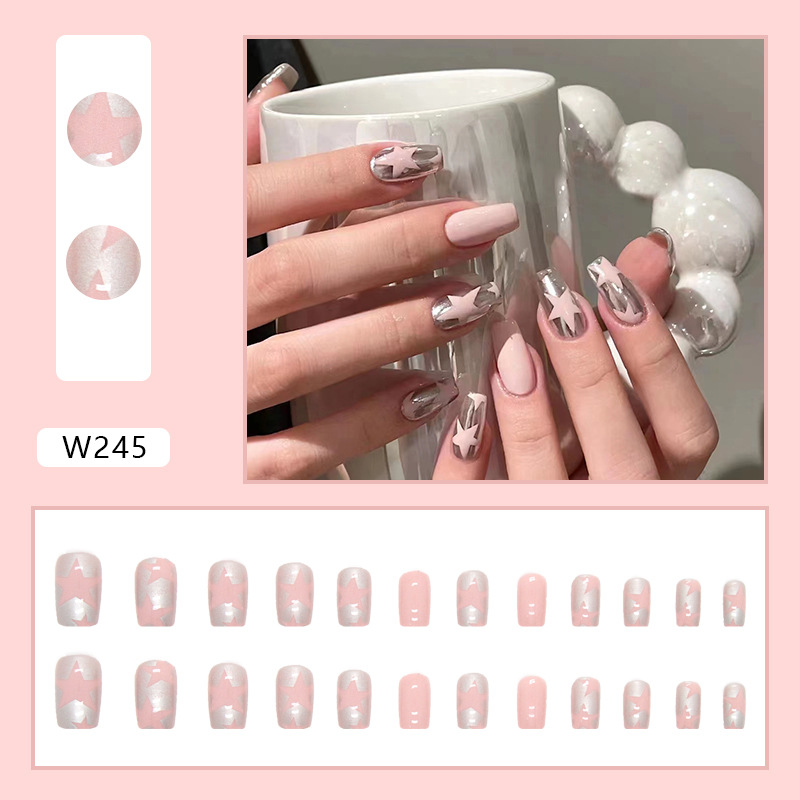 Stylish Press-on Nails Whitening Effect False Nails 24 Pieces Set_voghion.com