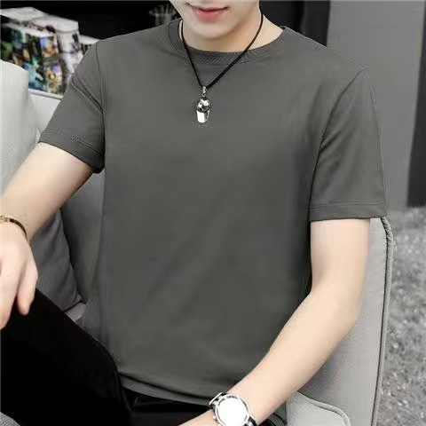 Camiseta de manga corta de los hombres camisa de fondo de media manga suelta de los hombres cuello redondo versátil camiseta pareja juvenil mismo estilo puesto de suministro