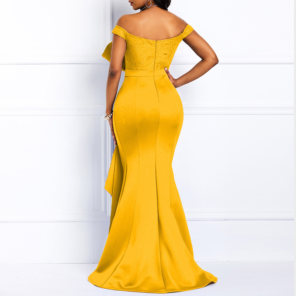 Elegante vestito da sera donna per ballo con perline e pizzo_voghion.com