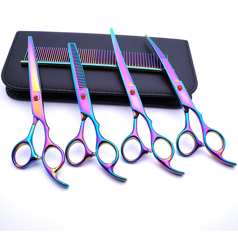 Acero inoxidable directo de fábrica Tijeras para mascotas de 7 pulgadas Tijeras de belleza para perros Tijeras de pelo de peluche