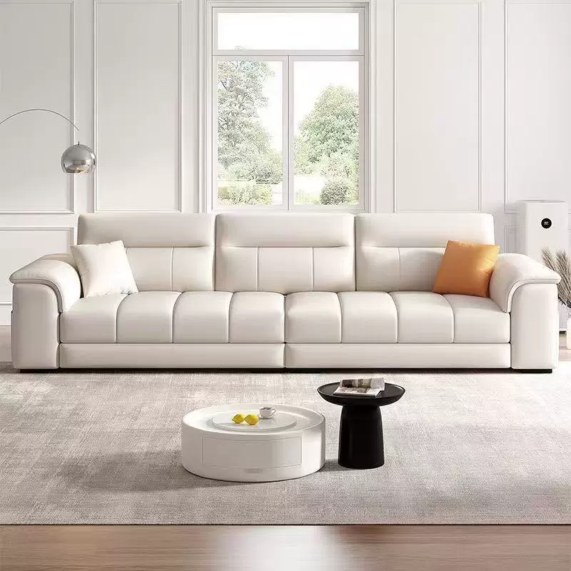 科技布沙发客厅小户型现代简约直排奶油风家用出租三人位真皮沙发