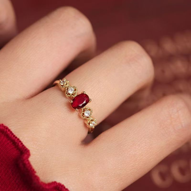 Burgundy lace single ring
