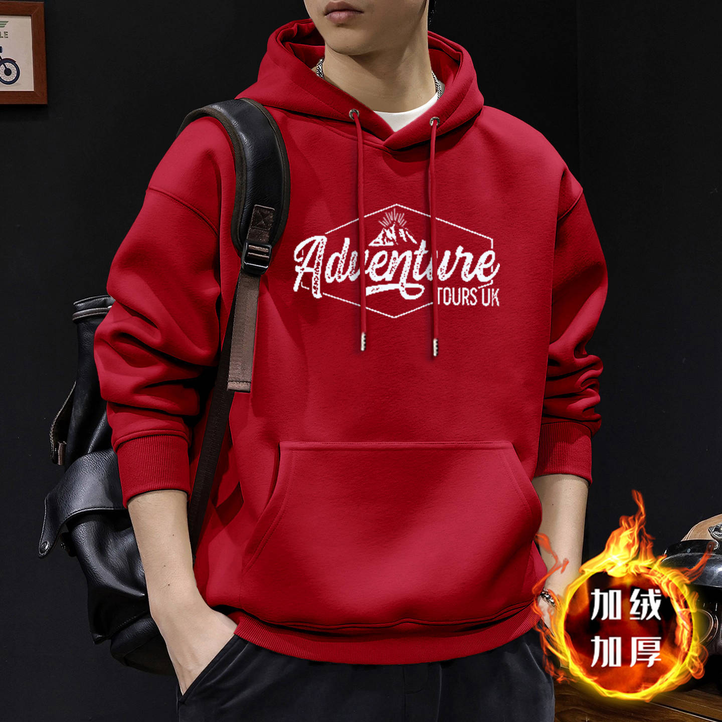 Peso pesado americano chaqueta con capuz hombre puerto chaqueta de moda primavera / otoño / invierno pareja suelta chaqueta de lana gruesa