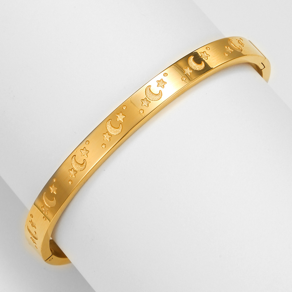 Simple Style Star Moon Titanium Steel Bangle Plating Stainless Steel Bracelets