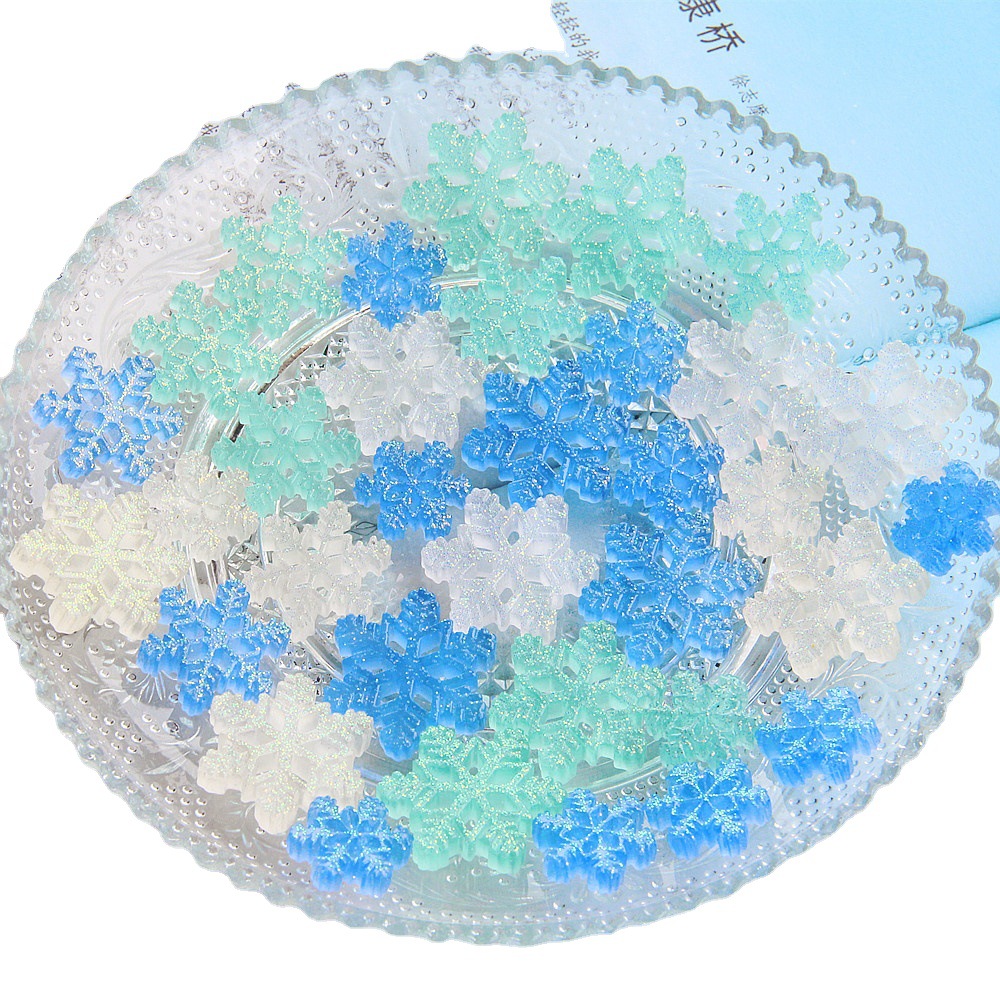 NUEVA resina Glitter translúcido copo de nieve accesorios DIY joyería accesorios para el cabello teléfono móvil Shell zapatos y accesorios de vestir transfronteriza Venta caliente