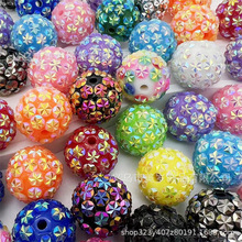 20mm彩色树脂直孔圆珠大尺寸雪花钻球珠 diy手机链串珠笔饰品配件