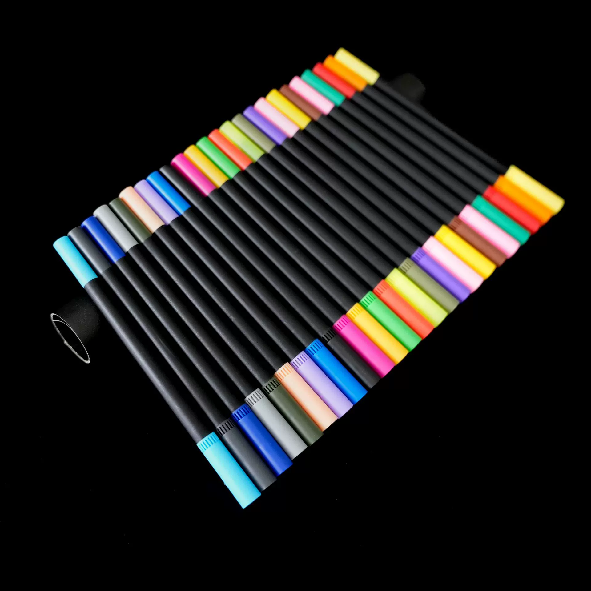 24色 黑杆双头美术绘画笔 学生绘画涂鸦水彩笔 跨境批发源头工厂