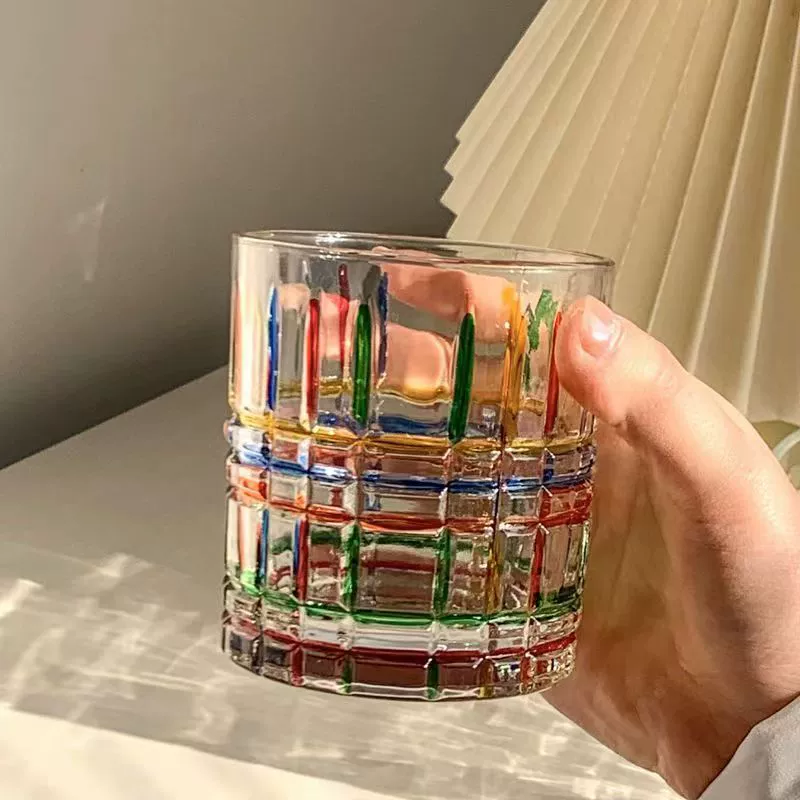 Painted summer rainbow water glass