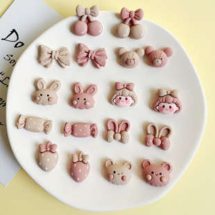 Powder khachi girl rabbit strawberry cherry candy resin accessories mobile phone case water Cup hairpin DIY jewelry material