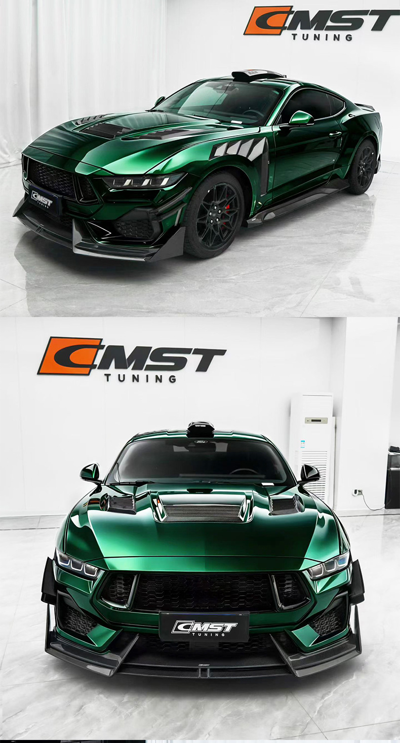 Suitable for Ford Mustang modifications: CMST carbon fiber front splitter, rear lip, side skirts, wind deflectors, hood, and fender flares