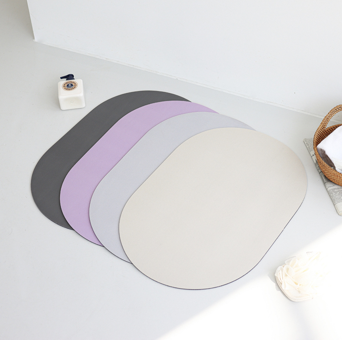 跨境纯色硅藻泥软地垫浴室卫生间吸水垫防滑垫入户门脚垫地毯门垫