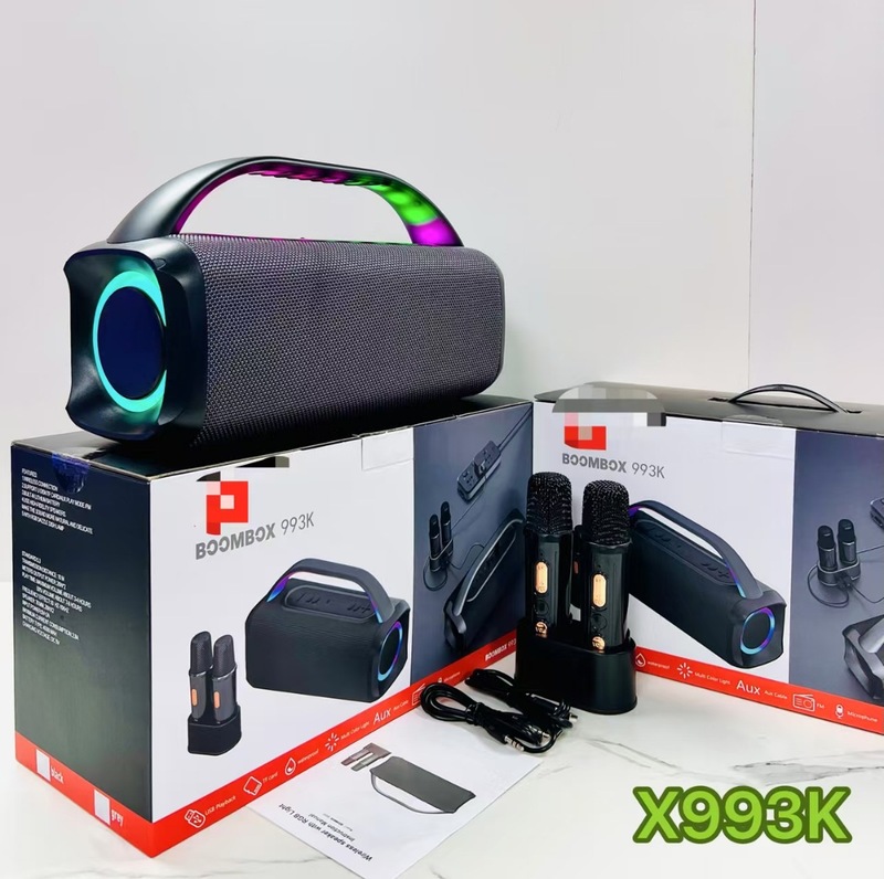 新しい BOOMBOX993K ワイヤレス Bluetooth カラオケ スピーカー、ベース充電付きデュアル マイク ポータブル サブウーファー|undefined