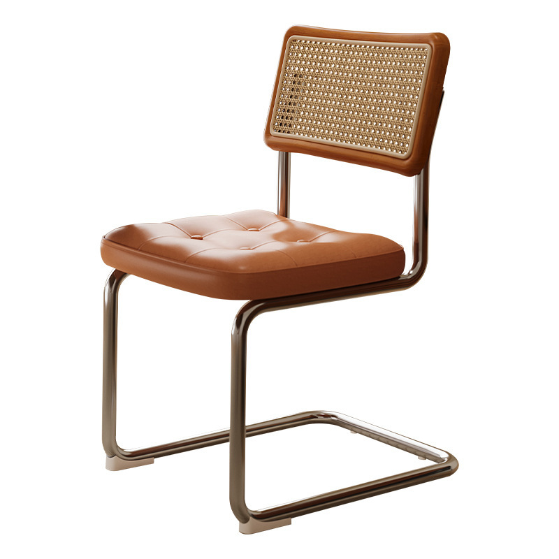 Silla de comedor de mediana edad, silla de respaldo de ratán de celebridades de Internet para el hogar, silla de ocio para balcón retro, silla de ratán de madera maciza, mesa y silla de comedor para sala de estar