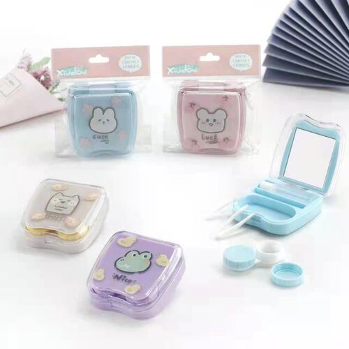 Creative girly glasses storage cartoon contact lens case, contact lens storage and portable box