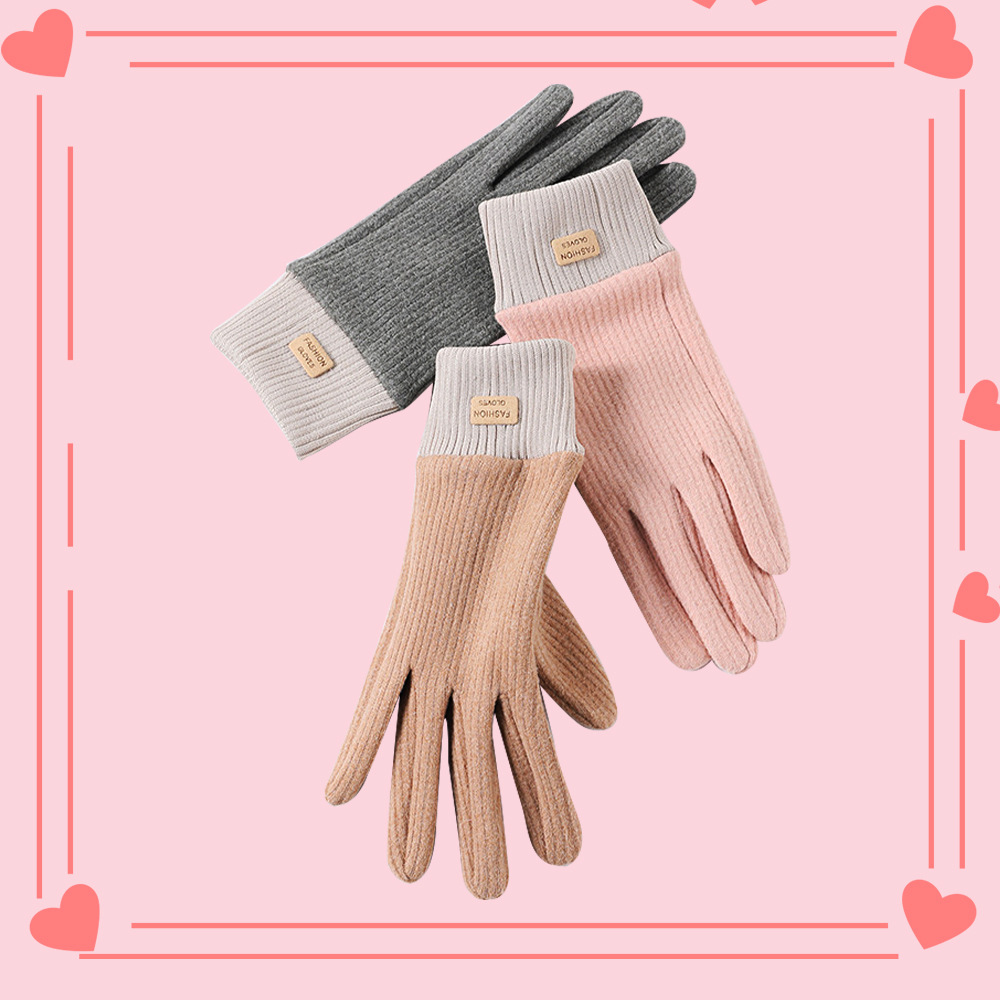 Guantes cálidos para mujer, compatibles con pantalla táctil, resistentes al viento, resistentes al frío, adecuados para ciclismo y conducción, estilo coreano, bonitos, aptos para estudiantes, con forro polar, gruesos, guantes de otoño e invierno.
