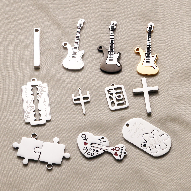 Design sense cross guitar whistle ring single pendant collection cross-border creative fashion personality pendant wholesale