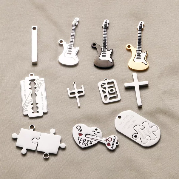 Design sense cross guitar whistle ring single pendant collection cross-border creative fashion personality pendant wholesale