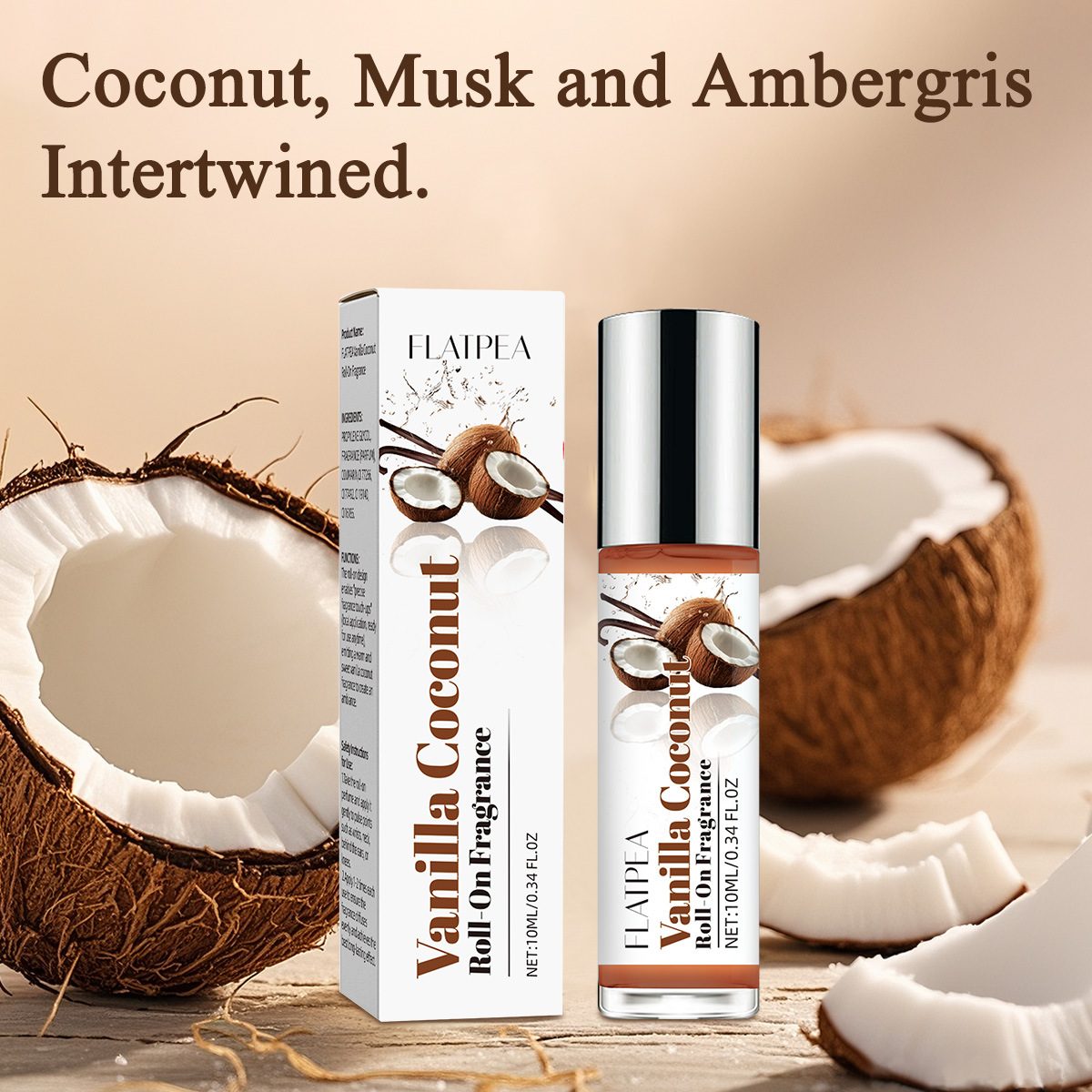 Foreign Trade Hot Product Vanilla Coconut Gourmet Perfume Roller Ball 10ml Alcohol-Free Perfume Elegant and Luxurious Ready Stock