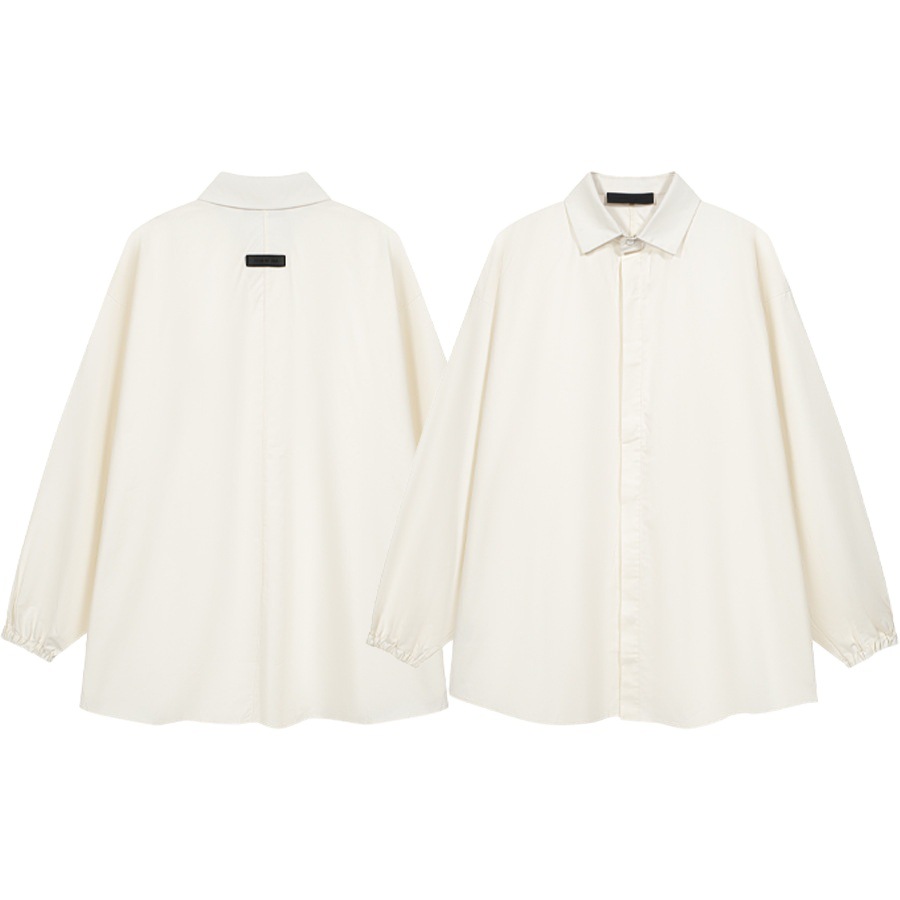 23FW marca nueva serie FOG ESSENTIALS carta de color sólido adhesivo camisa de manga con cordón de longitud media