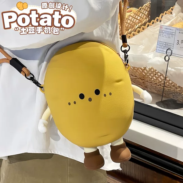 Authentic Cute Potato Mobile Phone Bag Ladies Casual Shoulder Messenger Bag Large Capacity Food Grade Silicone Gift Cartoon