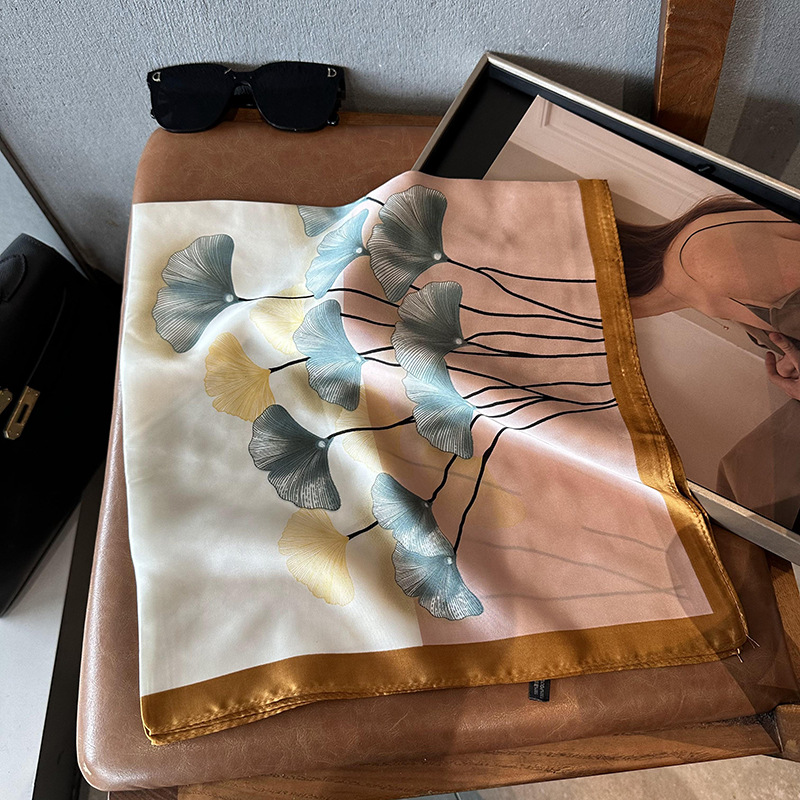 Bufandas de seda para mujeres 2025 primavera y otoño moda versátil temperamento minimalista 65cm bufandas de seda simuladas bufandas delgadas bufandas