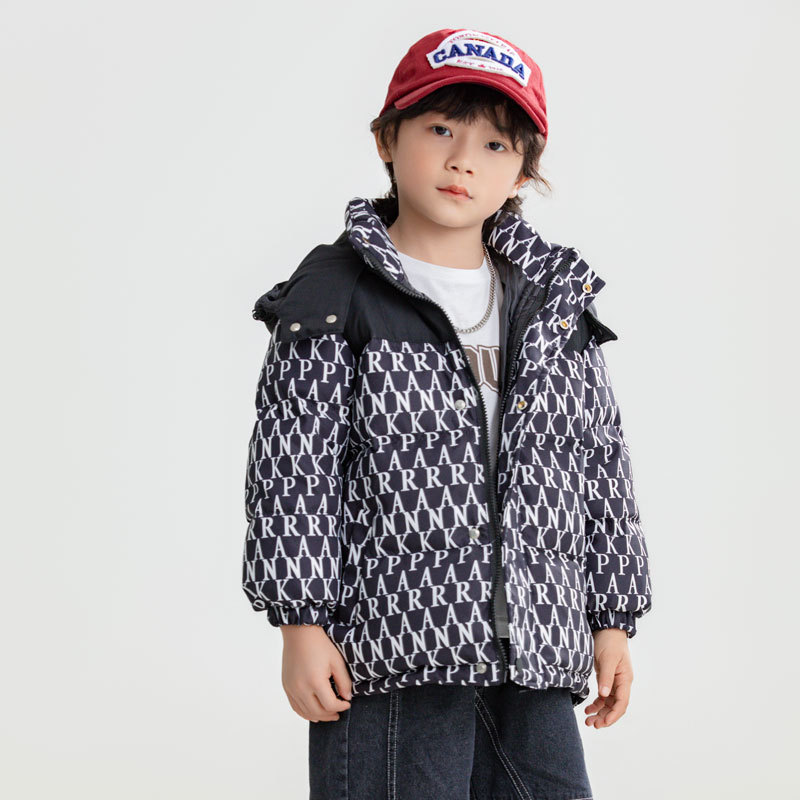 2023. aasta uus laste lühike, keskmise kuni suure suurusega poiste ja tüdrukute talvemantel valge pardiudusulgedega_voghion.com