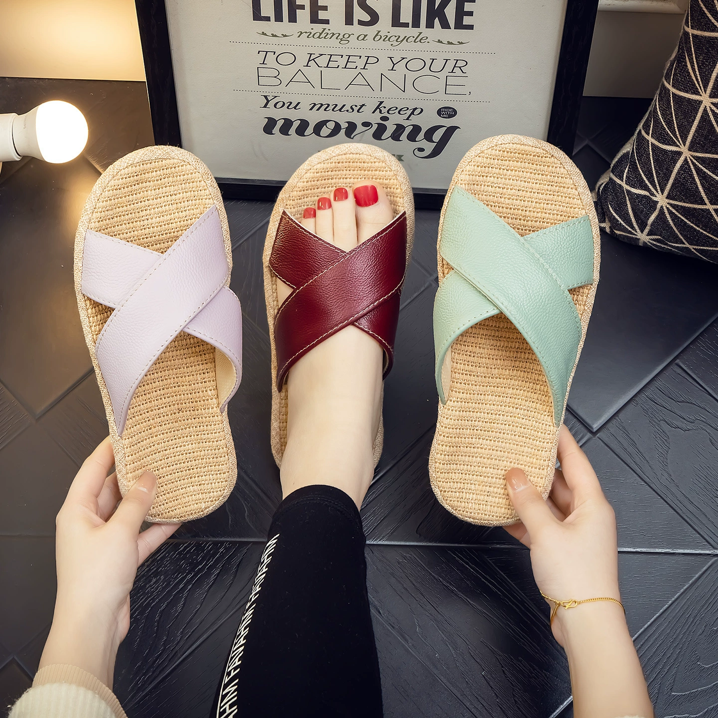 Мужские нескользящие сандалии на сухожильной подошве для лета, дома, в помещении, дышащие, впитывающие пот, льняные тапочки на мягкой подошве, универсальные