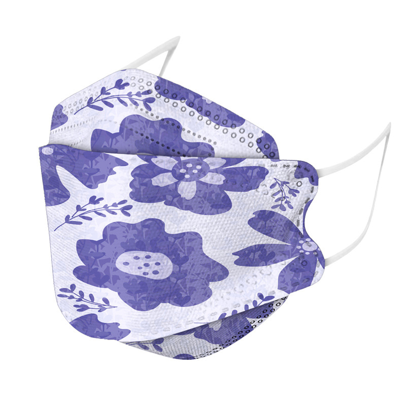 94 máscara protectora desechable de cuatro capas impresión en color máscara de boca de pescado de moda 3D máscara facial